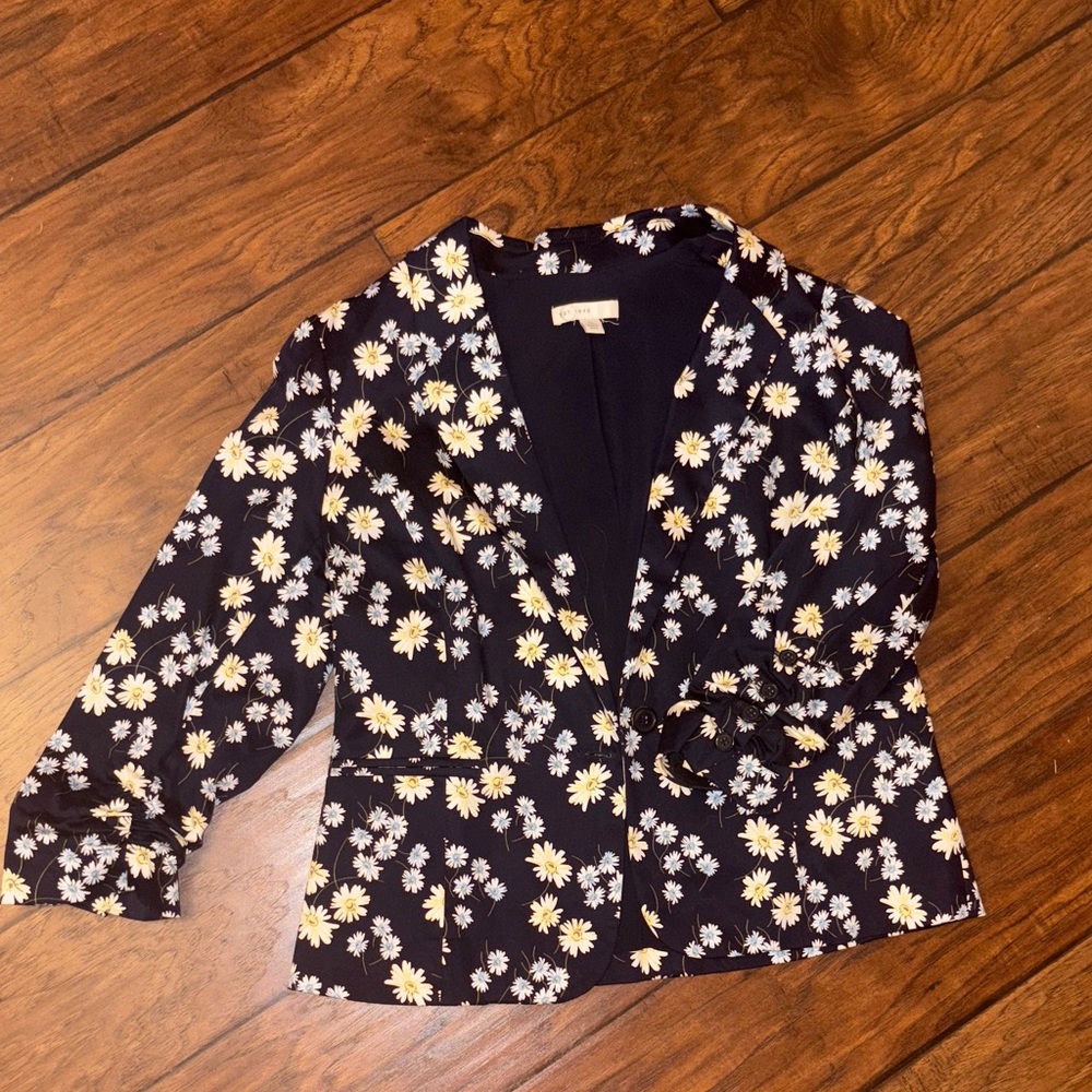 Topshop Black Floral Blazer